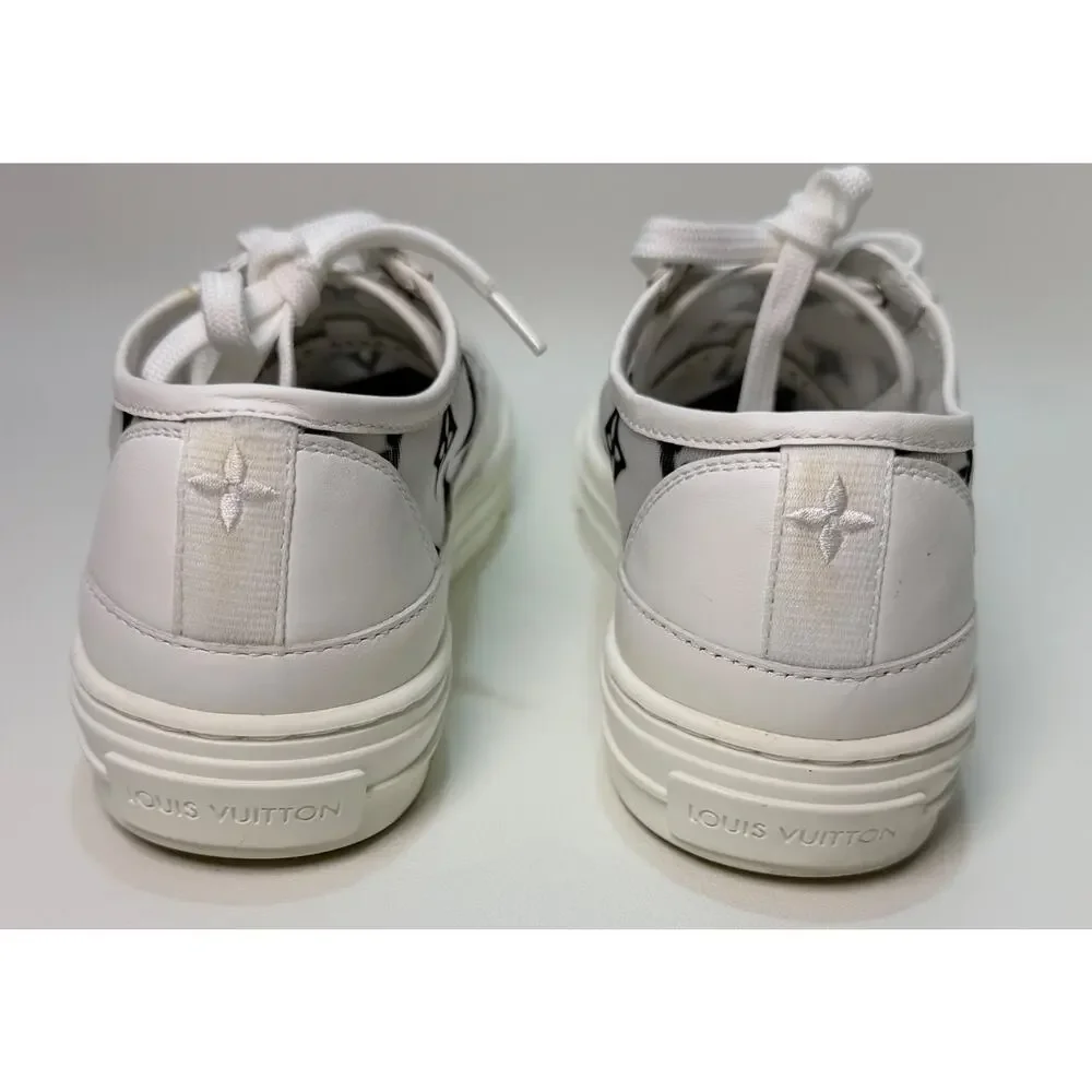 Louis Vuitton Stellar Monogram Mesh Low Top Sneakers White Size EU 37 US 7 Auth